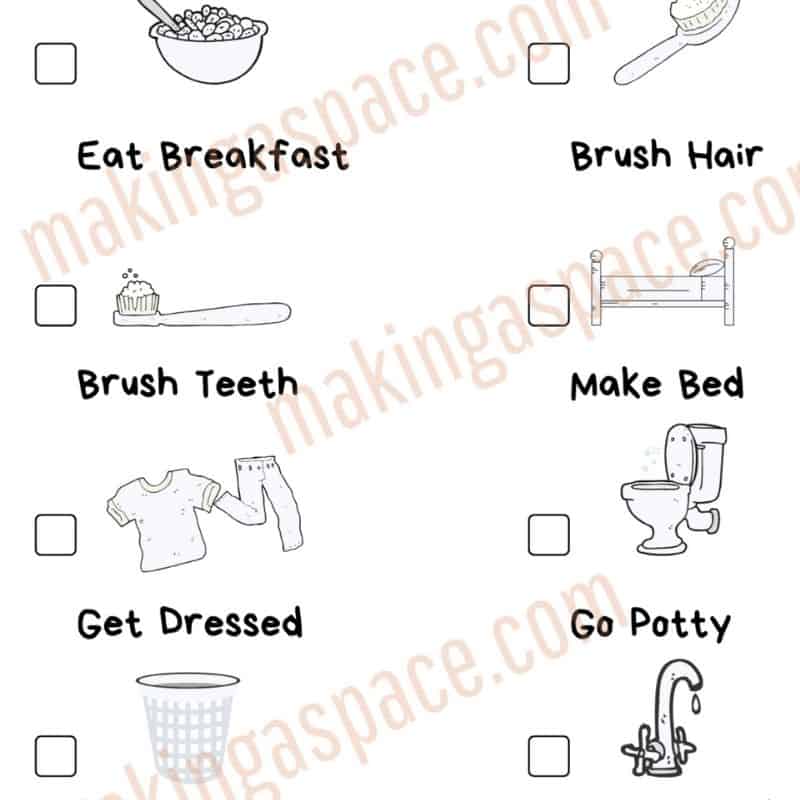 morning chore chart printable for kids