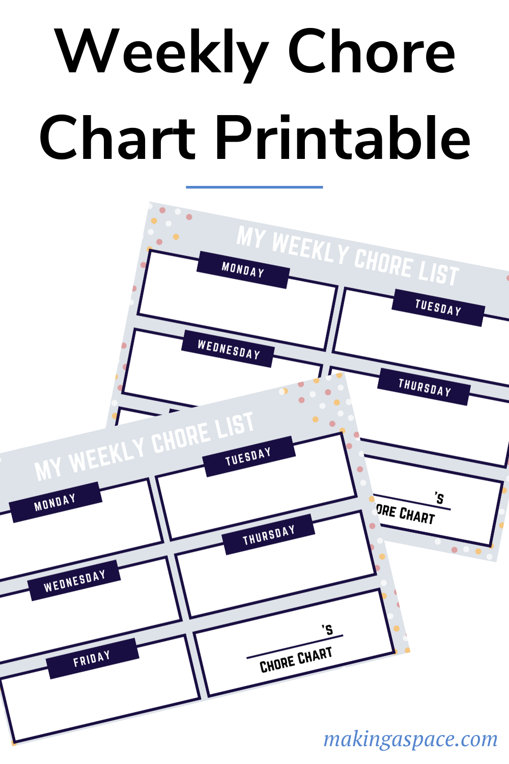Weekly Chore Chart List Blank Printable
