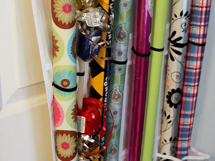 Image for Use a Shoe Organizer to Store Wrapping Paper