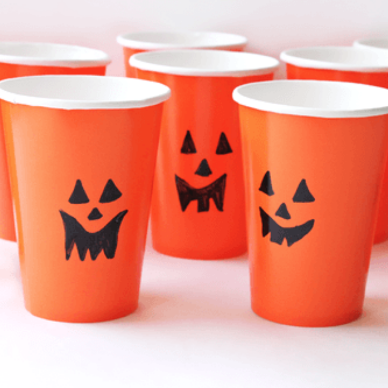 Halloween treat cups with faces