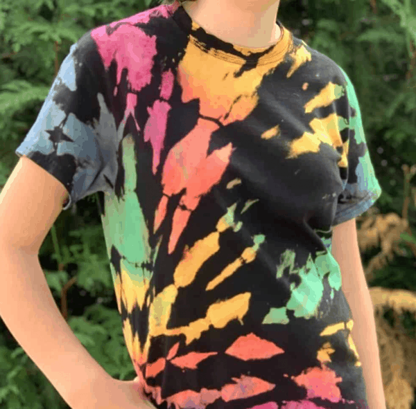 Tie dying black shirts deals with bleach