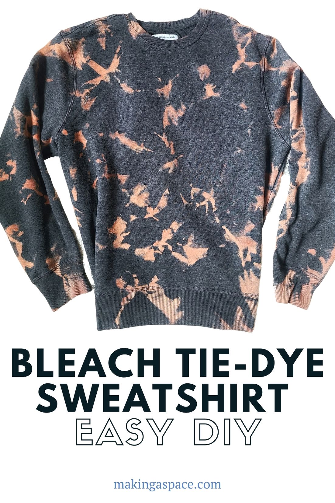 Bleach tie-dyed sweatshirt technique + tutorial (aka reverse tie dye)