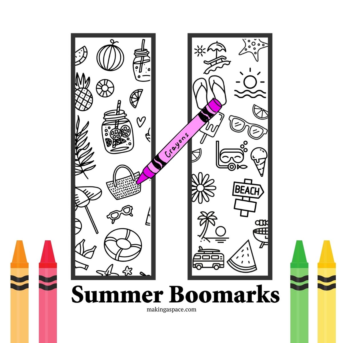 Free printable summer bookmarks to color - Cobberson + Co.