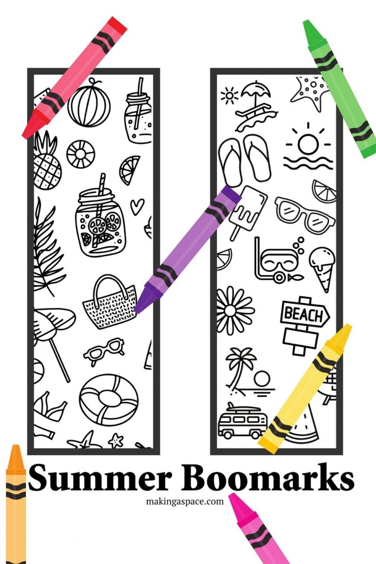 Free Printable Summer Bookmarks to Color