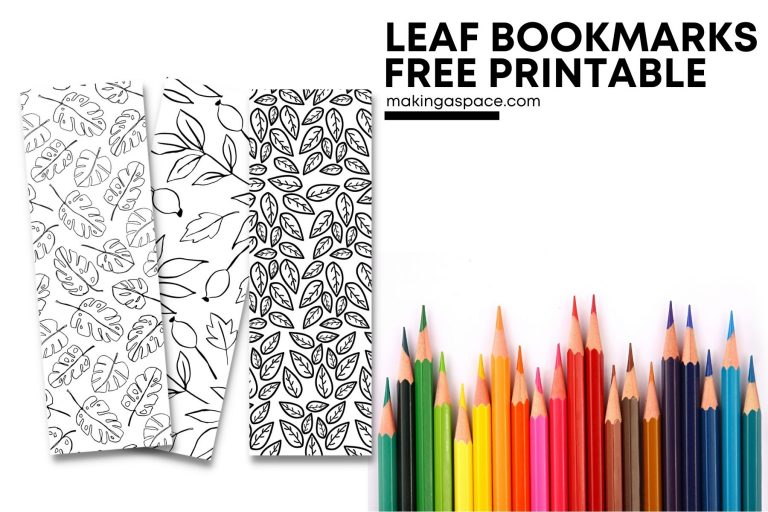 Free Printable Leaf Bookmarks to Color
