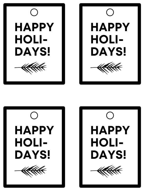Happy Holidays Gift Tags Free Printable