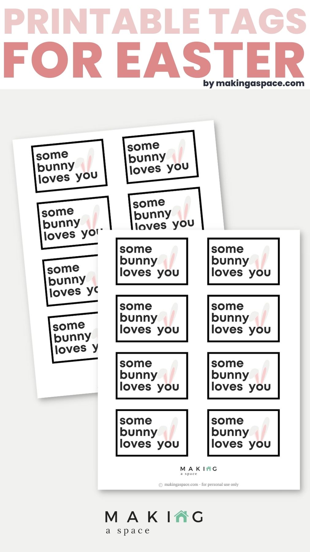 Some Bunny Loves You Easter Tags